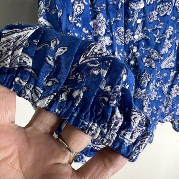 NEW Sundry Sz S Floral Button Down Blouse Perrin Paisley Long Sleeve Top - Picture 6 of 11